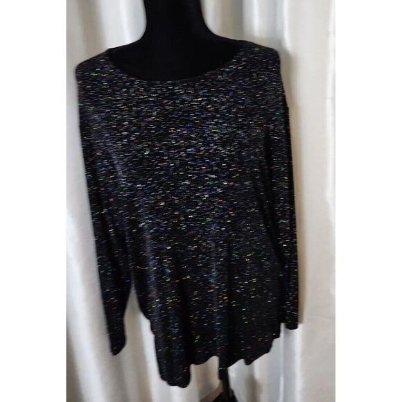 Vintage Impressions of California Black Rainbow Glitter Top Size M Holiday Glam - Picture 6 of 15